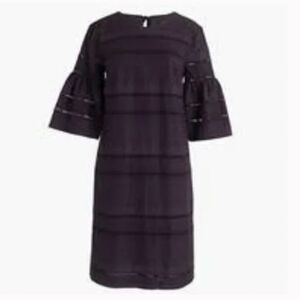 J. Crew Flutter Sleeve Eyelet Shift Black Dress. SZ 12 petite
